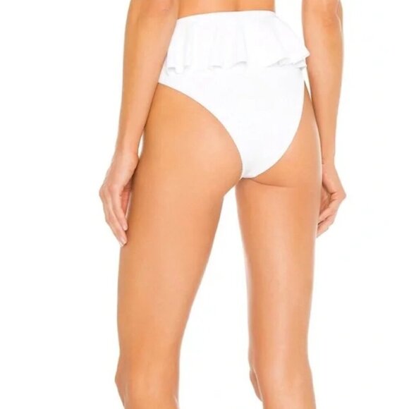 NEW Beach Riot Daisy Ribbed High Waisted Ruffle Cheeky Bikini Bottom 1475 - Picture 8 of 9